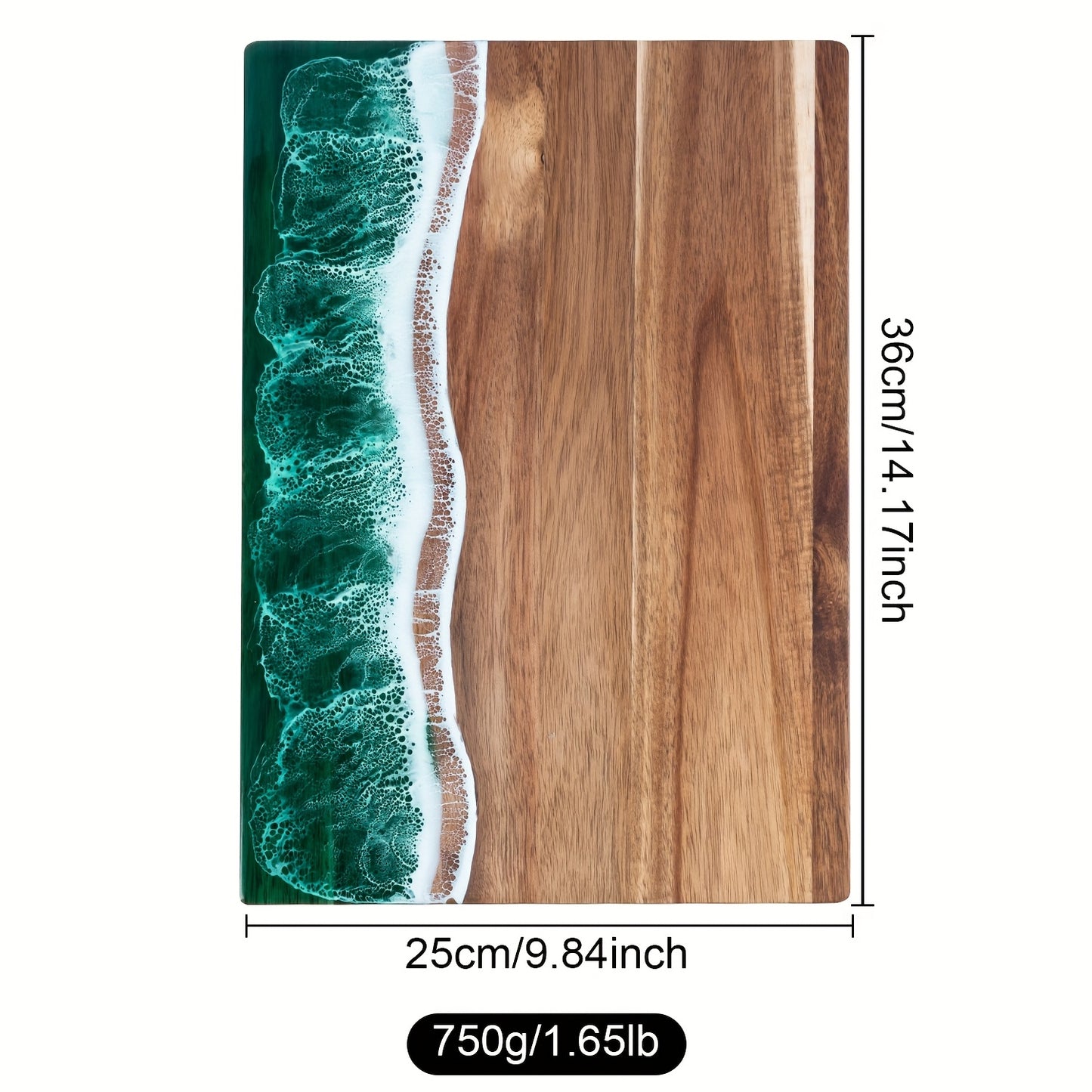 Tagliere in resina Wave | Tagliere per formaggi e portata in legno di acacia ispirato all'oceano