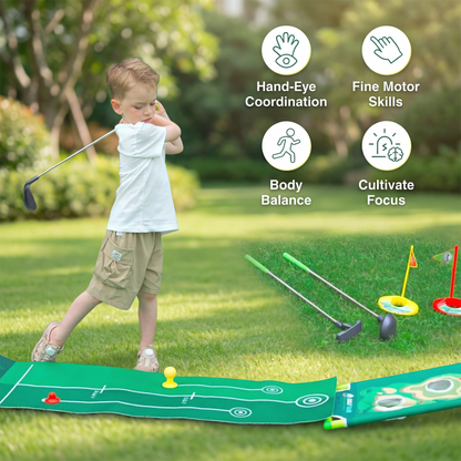 Golf Putting Mat Adjustable Golf Clubs Indoor Play Set - Image 3