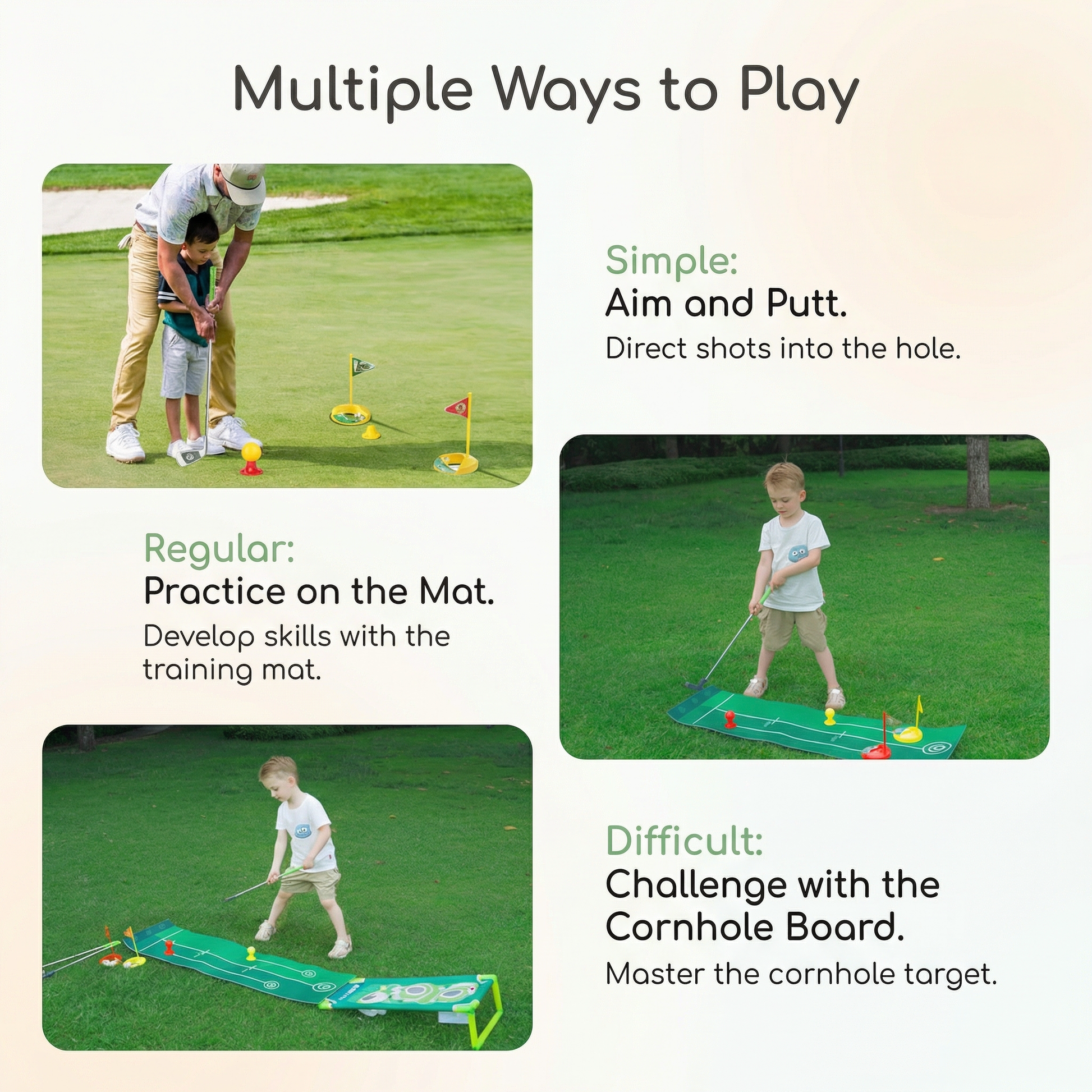 Golf Putting Mat Adjustable Golf Clubs Indoor Play Set - Image 6