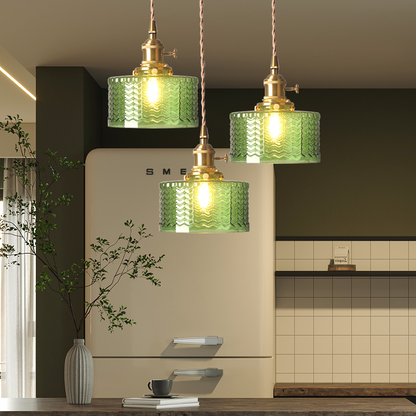 Green Glass Pendant Light Adjustable Hanging - Image 12