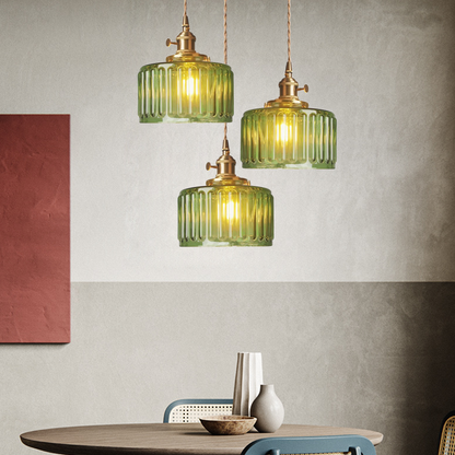 Green Glass Pendant Light Adjustable Hanging - Image 8