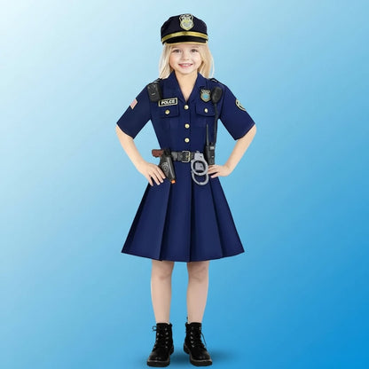 Halloween Costumes Girls Police Dress Role Play Outfit - Image 1