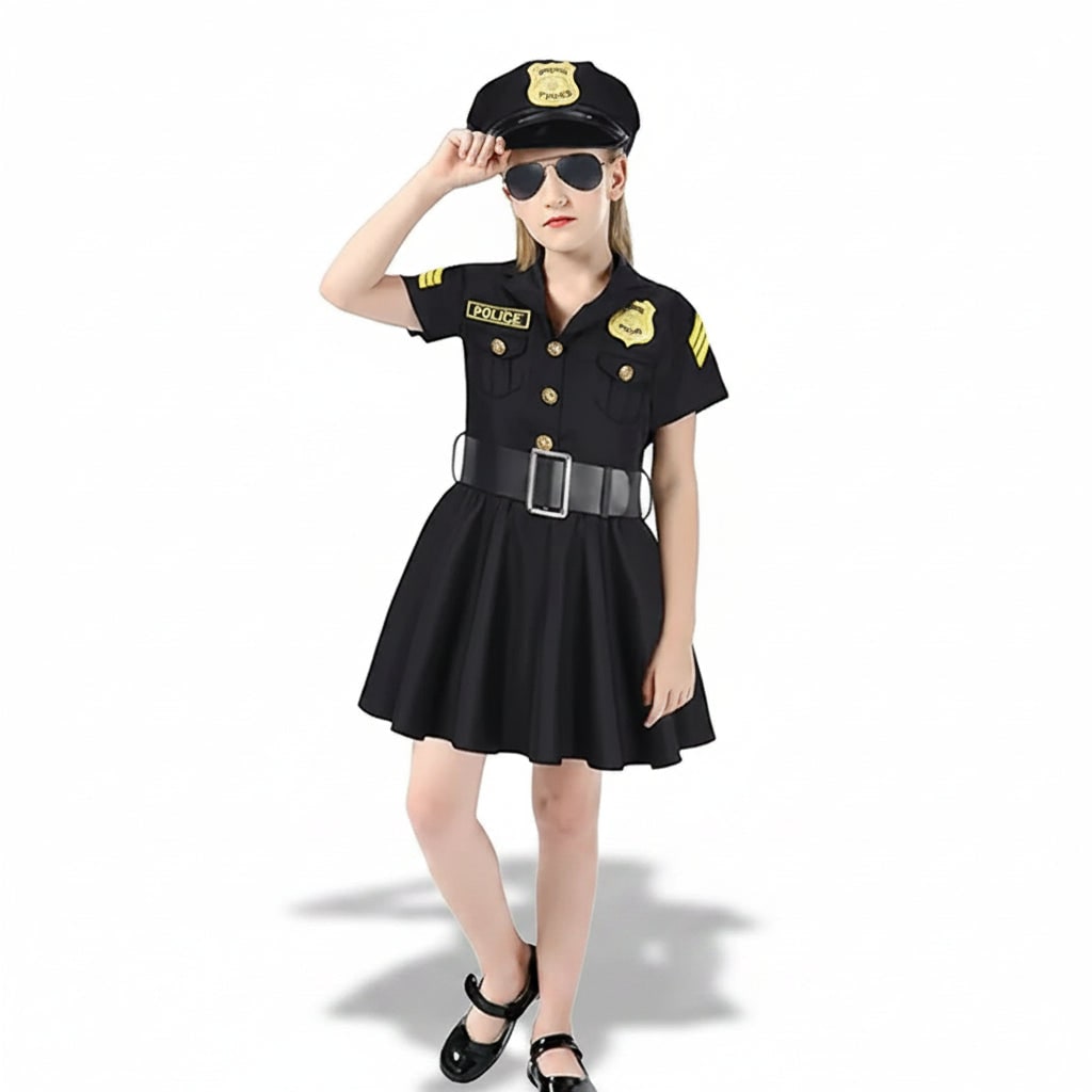 Halloween Costumes Girls Police Dress Role Play Outfit - Image 3