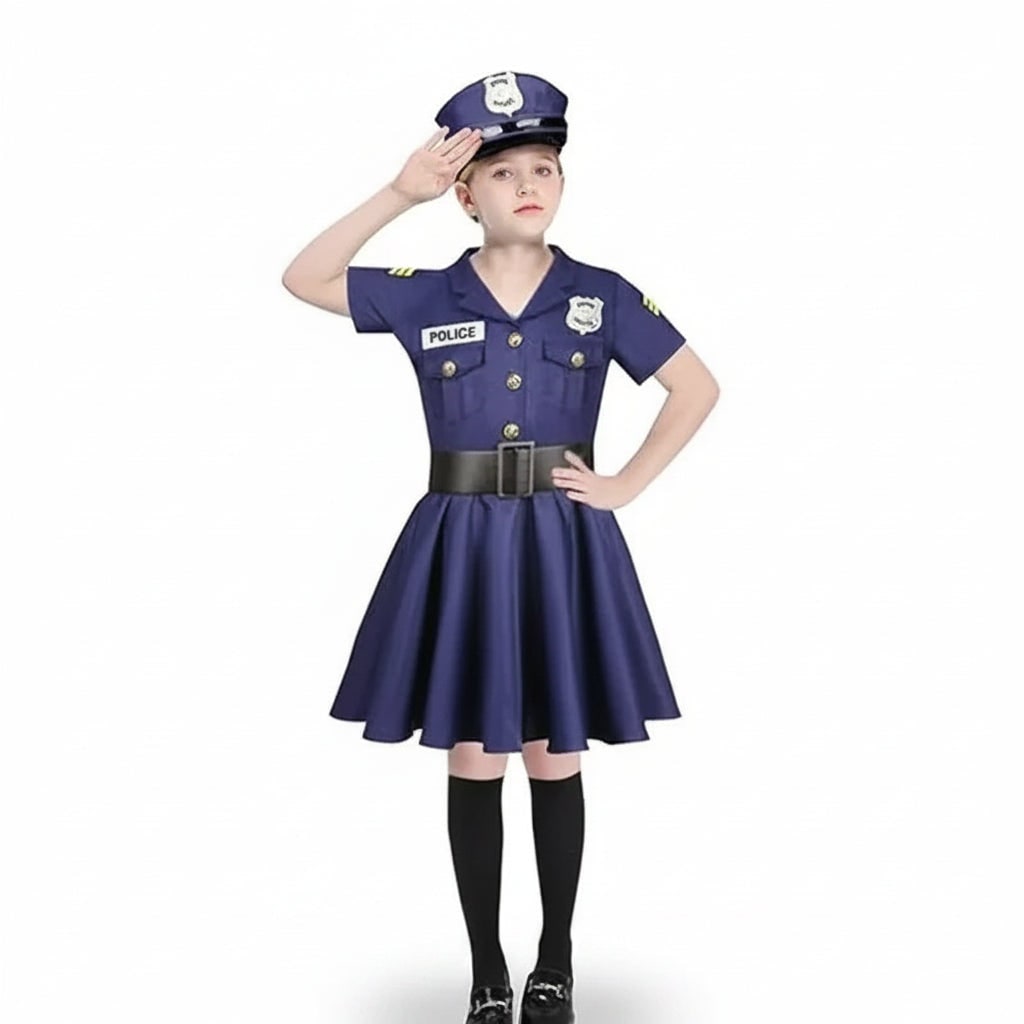 Halloween Costumes Girls Police Dress Role Play Outfit - Image 4
