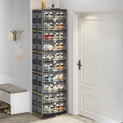 Organizzatore Impilabile per Scarpe a 8 Ripiani con Contenitori Trasparenti