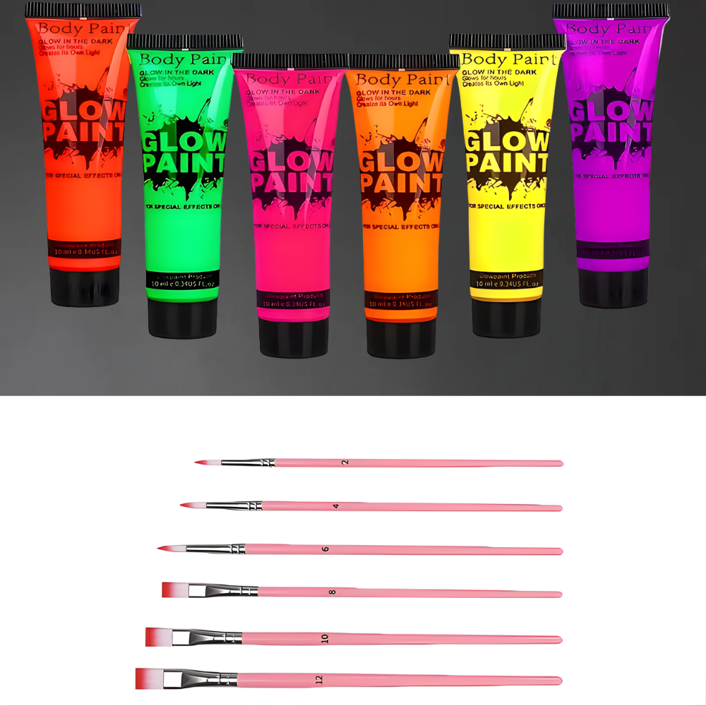 Set de vopsea corporală UV strălucitoare pentru fotbal, neon pentru față