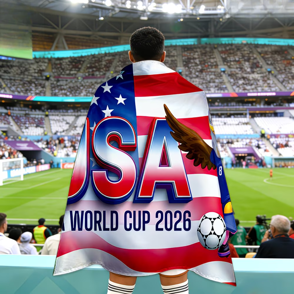 Capa de Adepto de Futebol com Bandeira dos EUA para o Dia do Jogo da Taça do Mundo