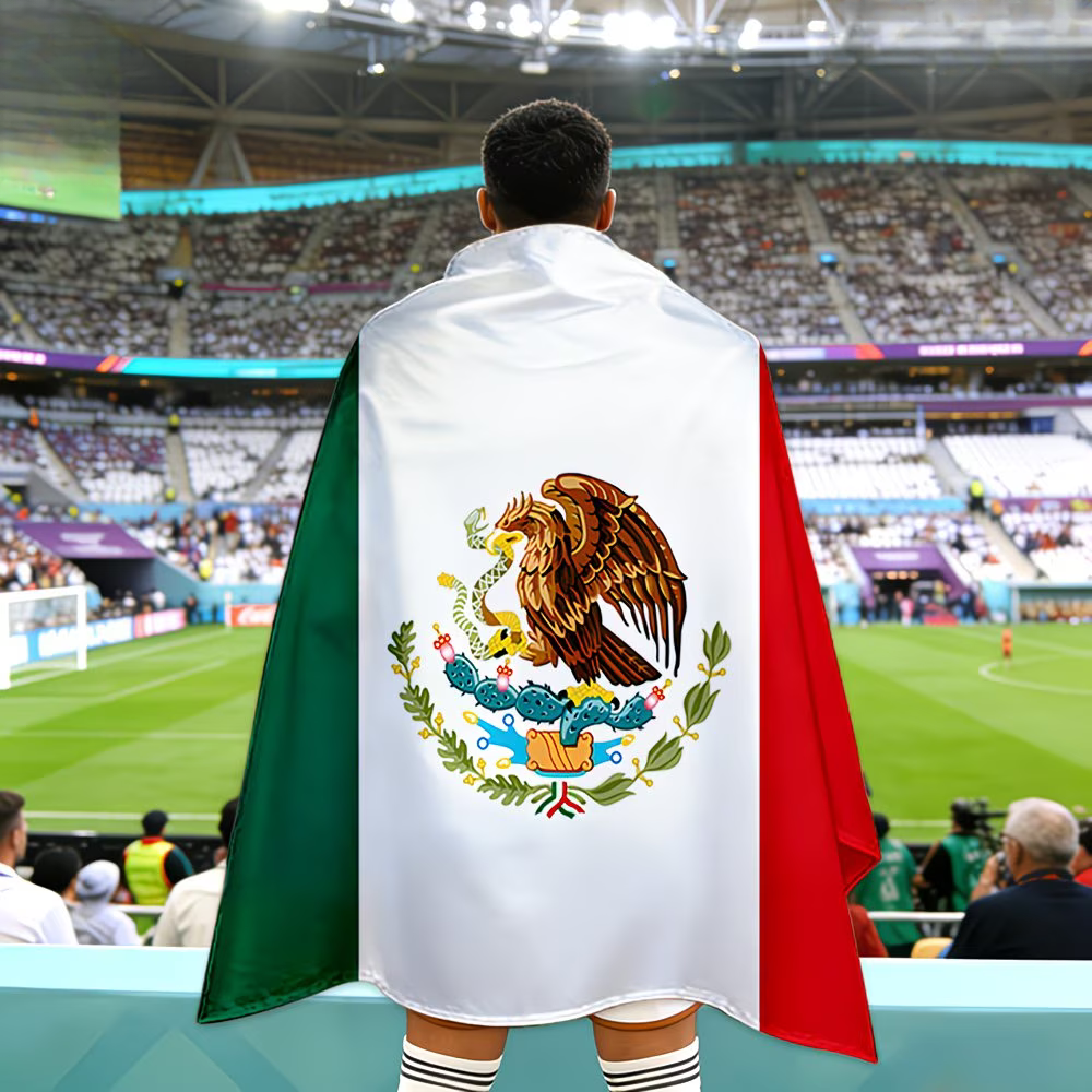 Bandera de Capa de Fútbol México para Aficionados Usable Día de Partido Grande