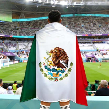 Bandera de Capa de Fútbol México para Aficionados Usable Día de Partido Grande