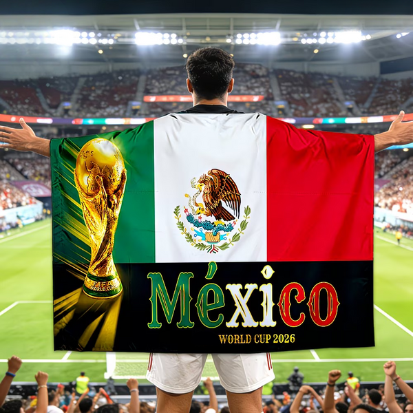 Capa de Adepto de Futebol com Bandeira Estilo Copa do Mundo México