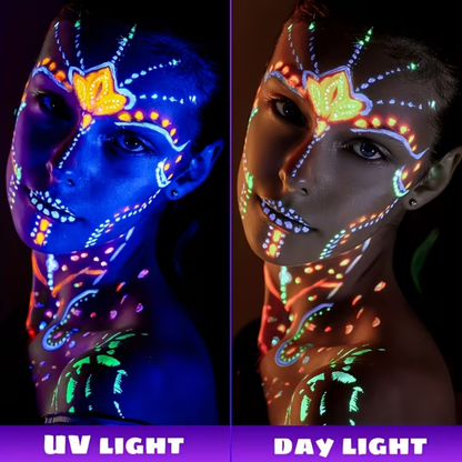 Set de pintura corporal UV que brilla en la oscuridad para fiestas y festivales