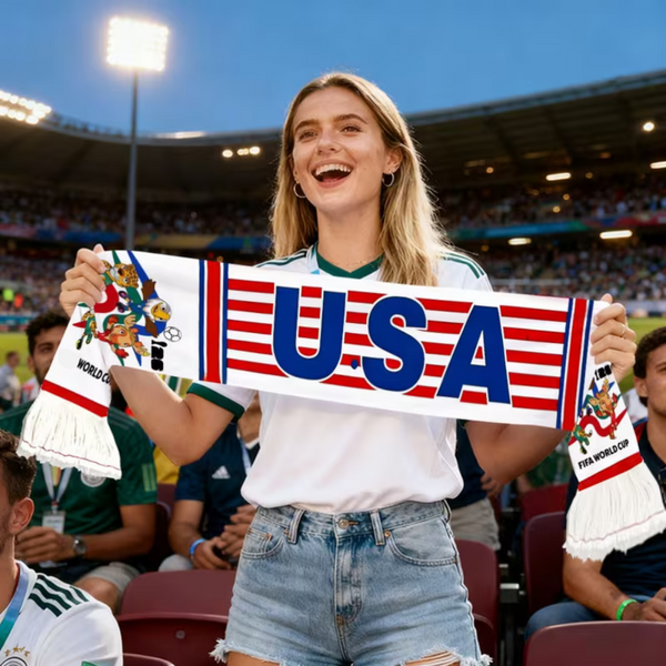Cachecol de Futebol com Bandeira dos EUA Apoio aos Fãs nos Dias de Jogo da Taça do Mundo