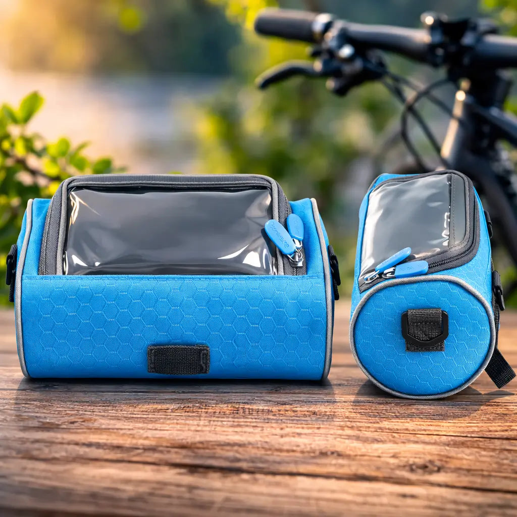 Geantă impermeabilă pentru ghidonul bicicletei, suport pentru telefon cu ecran tactil, spațiu de depozitare