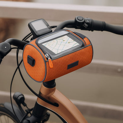 Geantă impermeabilă pentru ghidonul bicicletei, suport pentru telefon cu ecran tactil, spațiu de depozitare