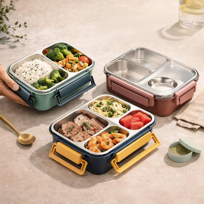 Lonchera Bento de Acero Inoxidable Contenedor de Alimentos a Prueba de Fugas