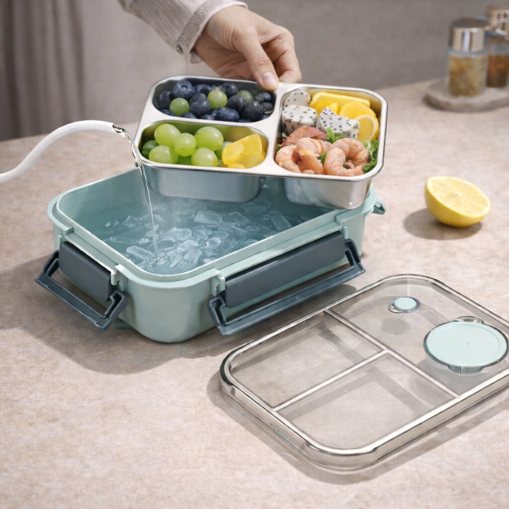 Lonchera Bento de Acero Inoxidable Contenedor de Alimentos a Prueba de Fugas