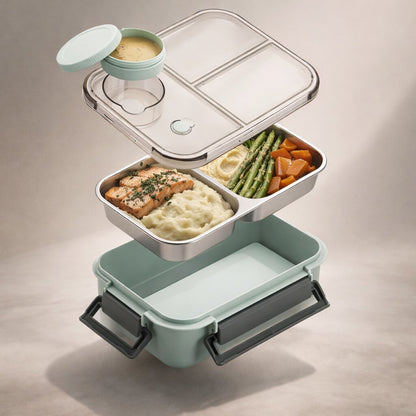 Lonchera Bento de Acero Inoxidable Contenedor de Alimentos a Prueba de Fugas