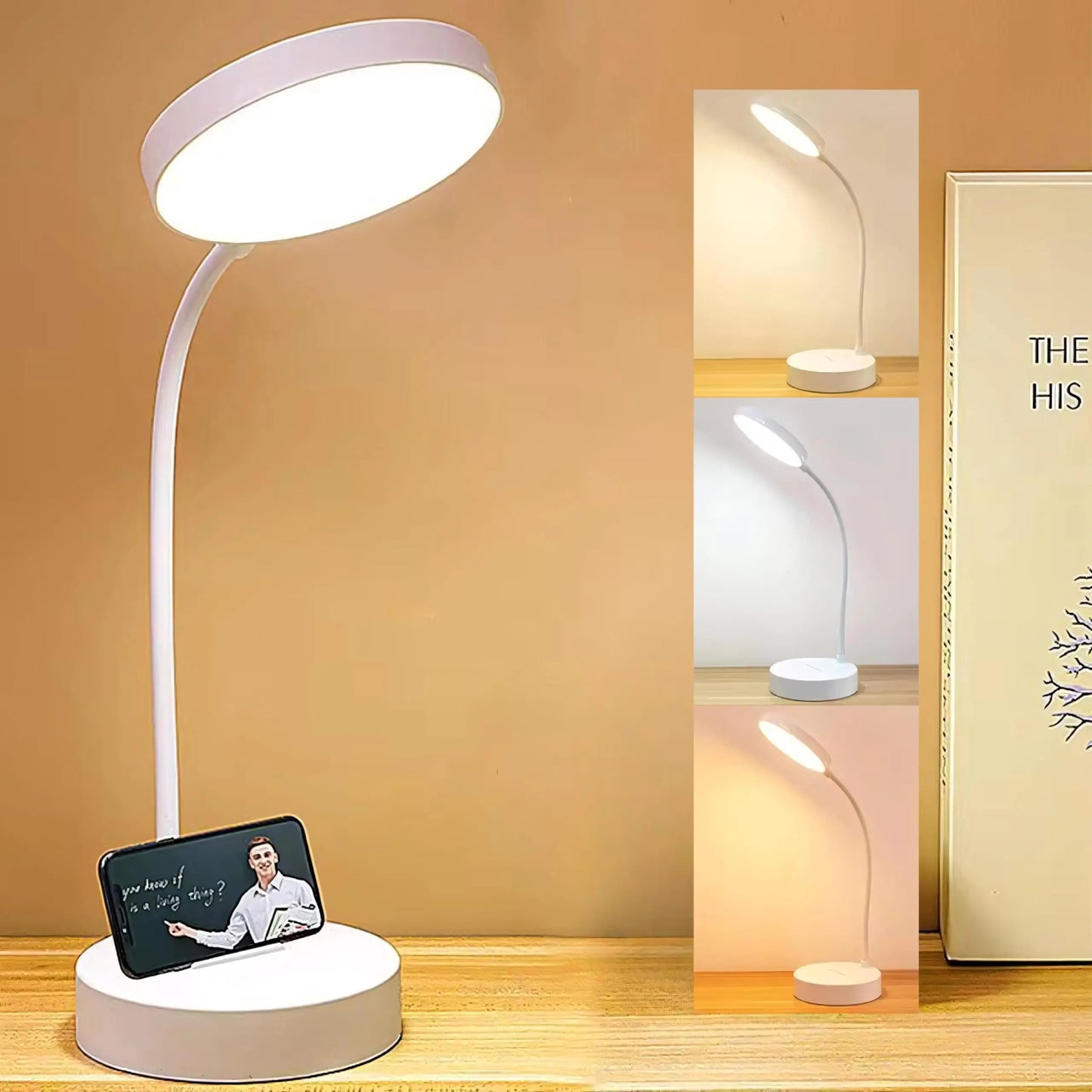 Lampă de birou LED cu încărcare USB | Lampă de lectură reglabilă cu gât de lebădă