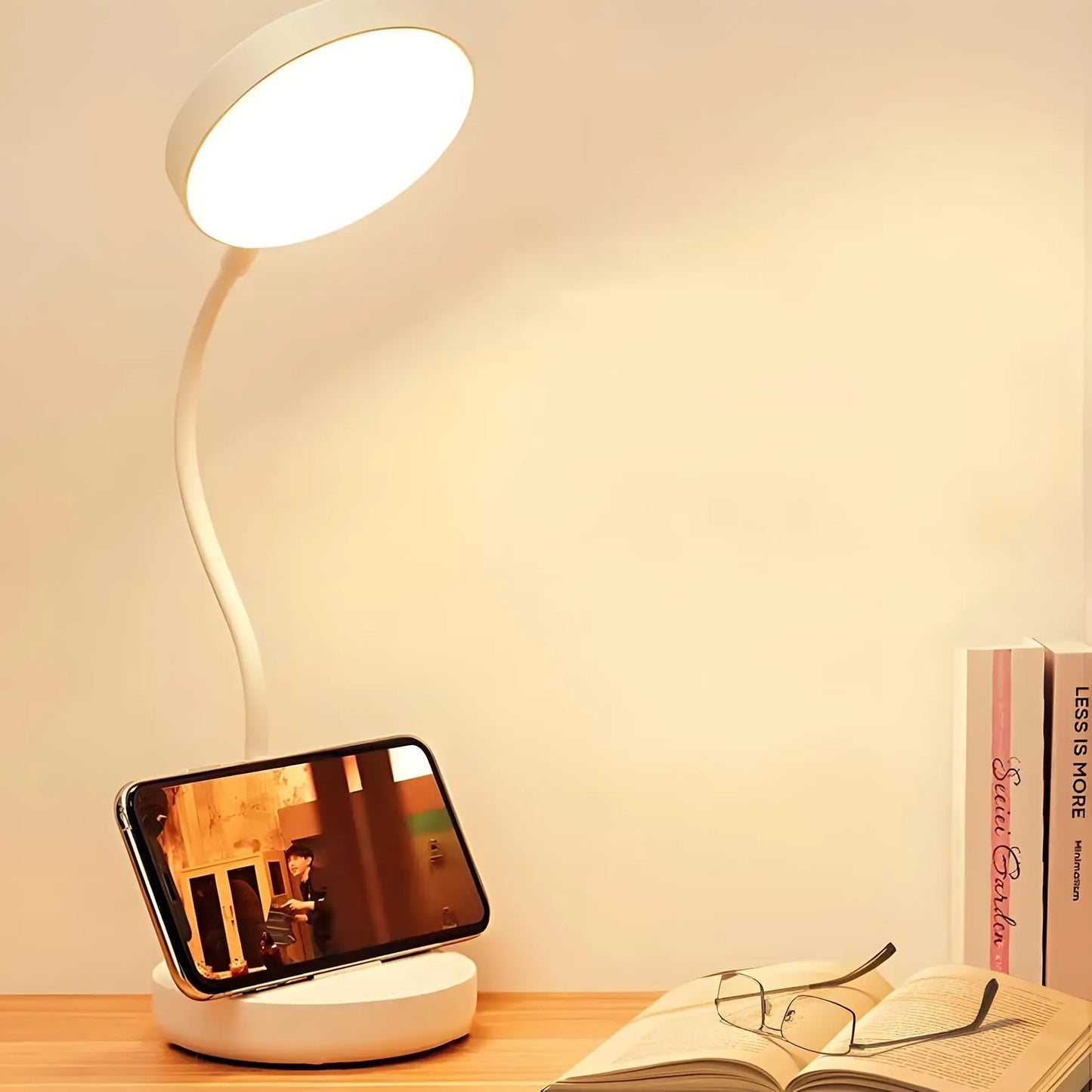 Lampă de birou LED cu încărcare USB | Lampă de lectură reglabilă cu gât de lebădă