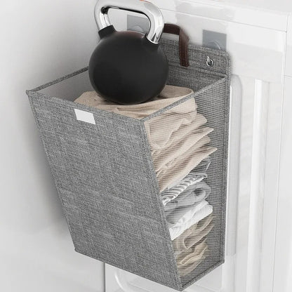Wallora | Cesto de Roupa Adesivo Dobrável | Organizador e Cesto de Roupa Montado na Parede