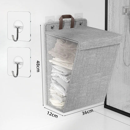 Wallora | Cesto de Roupa Adesivo Dobrável | Organizador e Cesto de Roupa Montado na Parede
