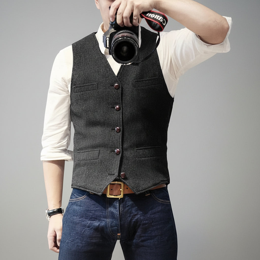 Men's Button-Up Vest Sleeveless Casual | Formal Wear - Image 2