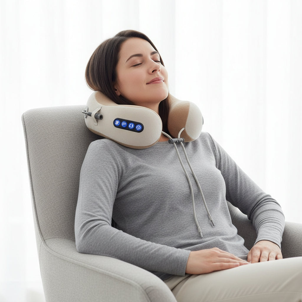 Neck Massage Pillow Rechargeable Heated U-Shaped Traction - Image 2