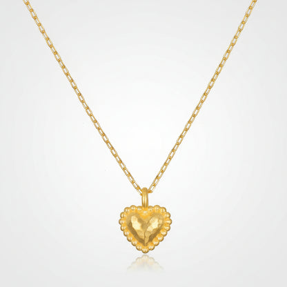 Collana Catena con Ciondolo a Cuore Martellato in Oro