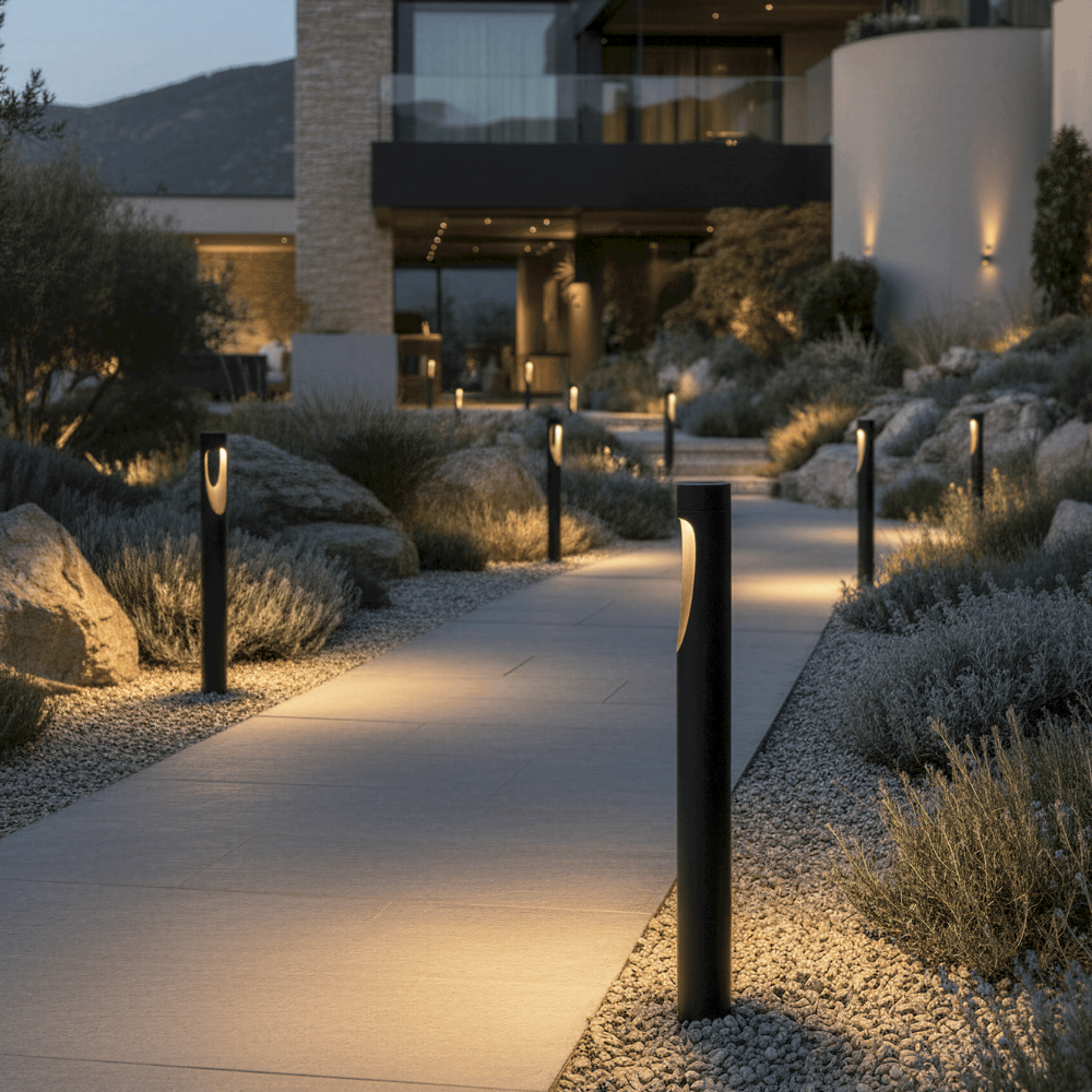 Outdoor Floor Lamp Weather Resistant LED Tall Round Base - Image 3