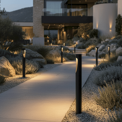 Outdoor Floor Lamp Weather Resistant LED Tall Round Base - Image 3