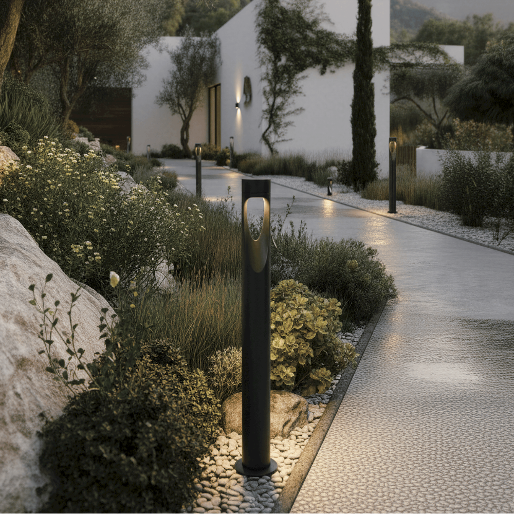 Outdoor Floor Lamp Weather Resistant LED Tall Round Base - Image 7