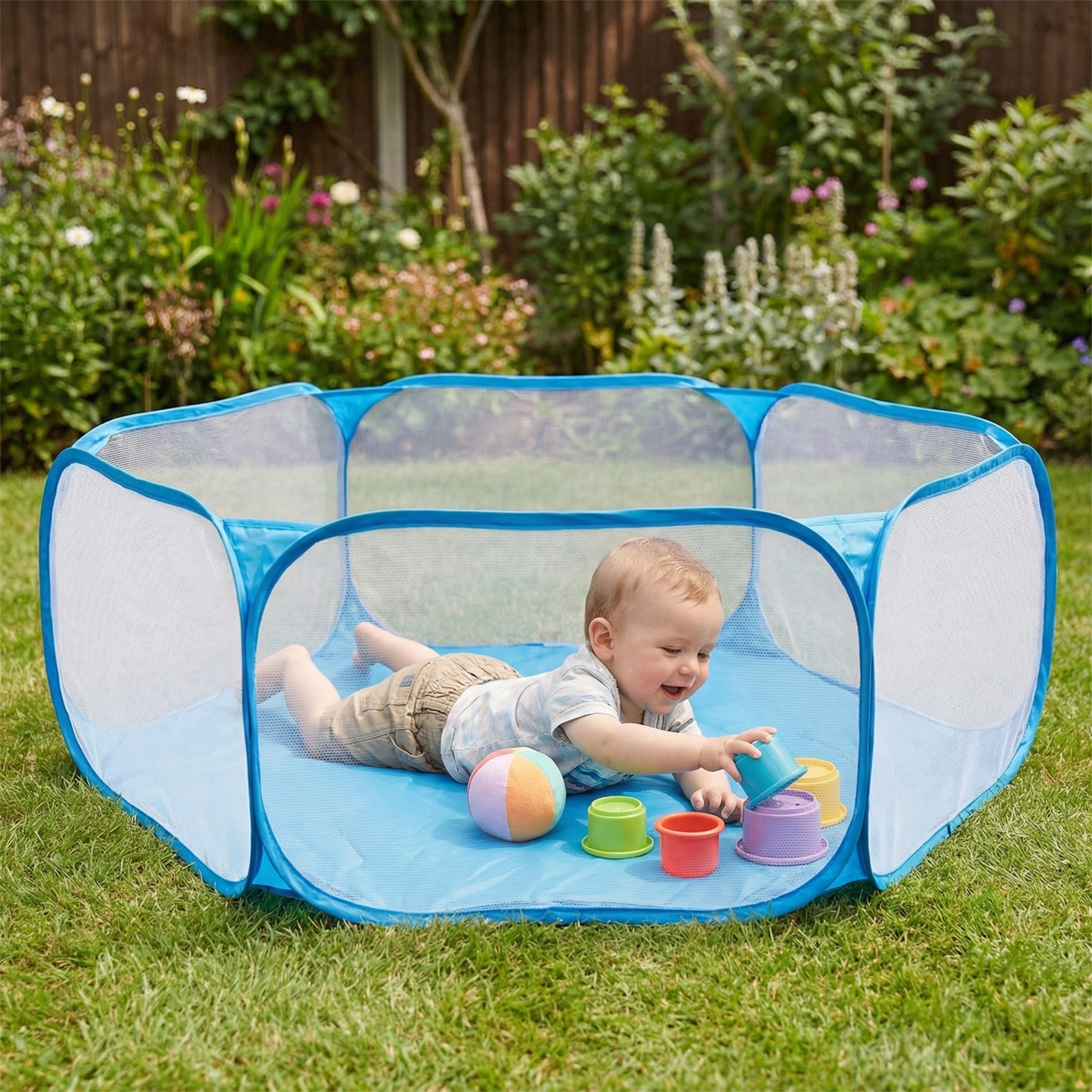 Portable Playpen Travel Safety Lightweight Mesh Design - Image 1