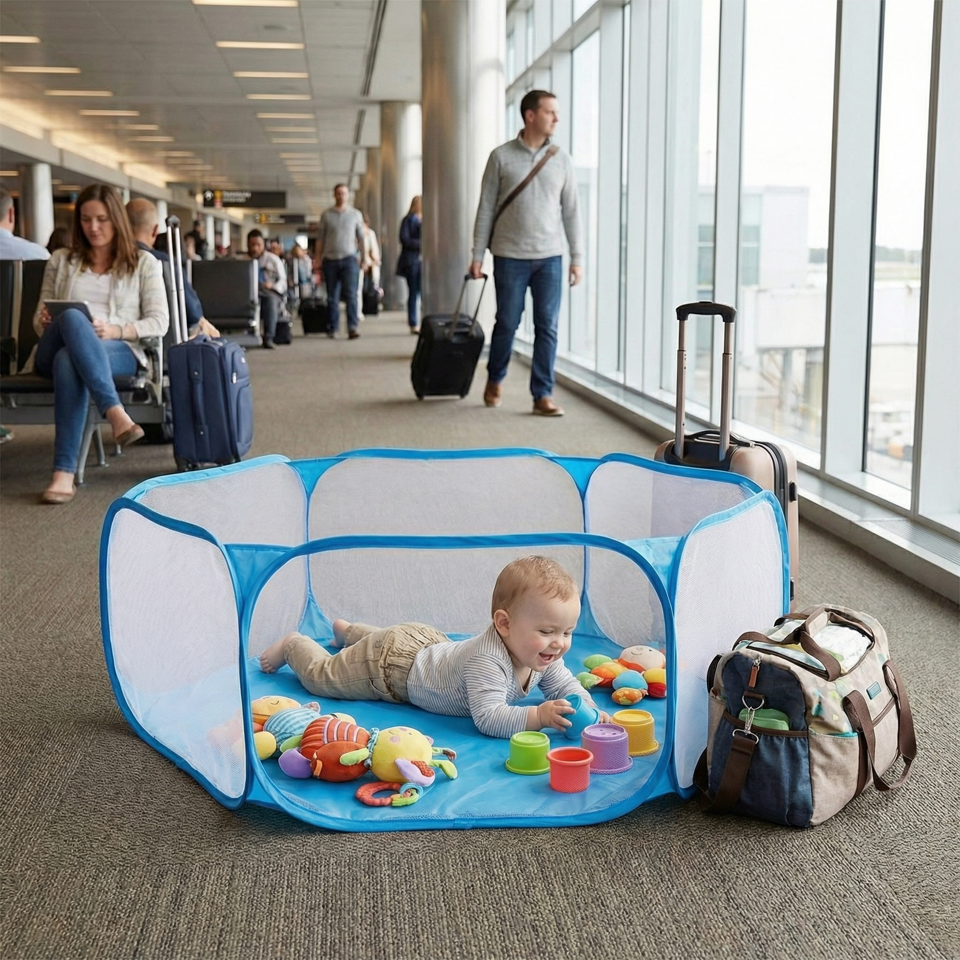 Portable Playpen Travel Safety Lightweight Mesh Design - Image 4
