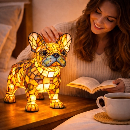 Lampa Masa LED Vitraliu Decor Caine Lumina Ambientala Dormitor