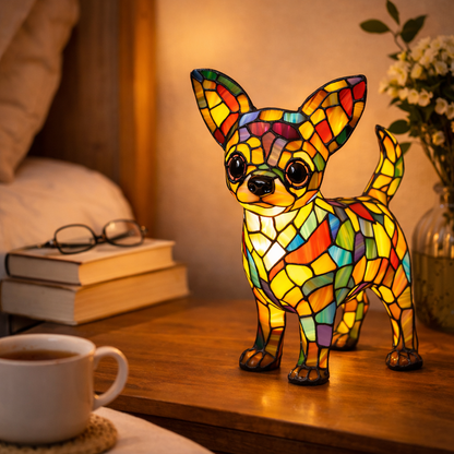 Lampa Masa LED Vitraliu Decor Caine Lumina Ambientala Dormitor