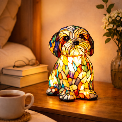 Lampa Masa LED Vitraliu Decor Caine Lumina Ambientala Dormitor