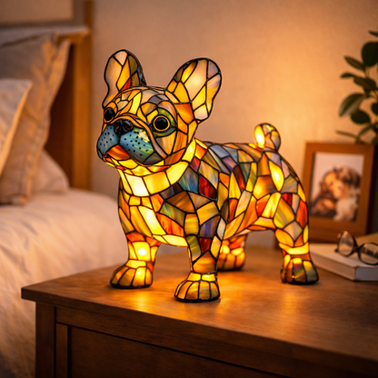 Lampa Masa LED Vitraliu Decor Caine Lumina Ambientala Dormitor