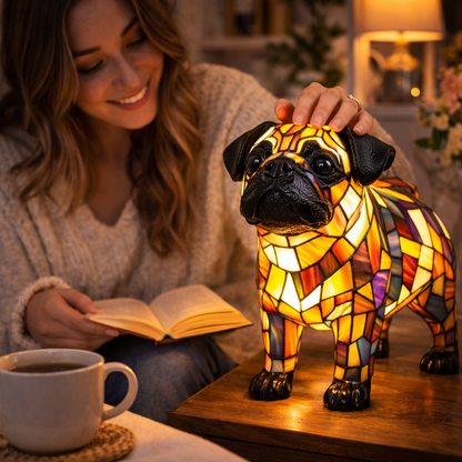 Lampa Masa LED Vitraliu Decor Caine Lumina Ambientala Dormitor