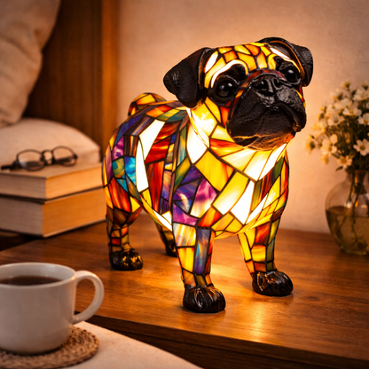 Lampa Masa LED Vitraliu Decor Caine Lumina Ambientala Dormitor