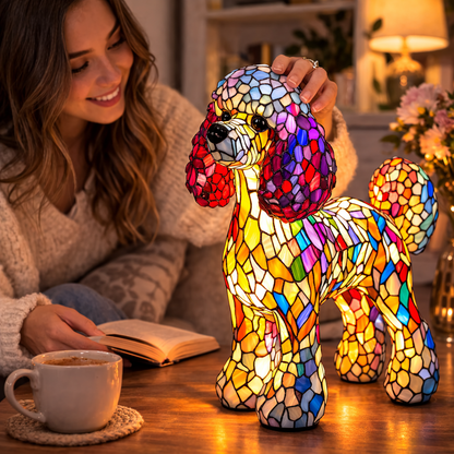 Lampa Masa LED Vitraliu Decor Caine Lumina Ambientala Dormitor