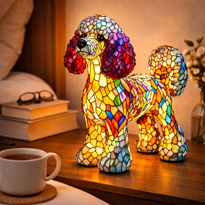 Lampa Masa LED Vitraliu Decor Caine Lumina Ambientala Dormitor