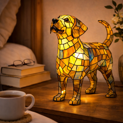 Lampa Masa LED Vitraliu Decor Caine Lumina Ambientala Dormitor