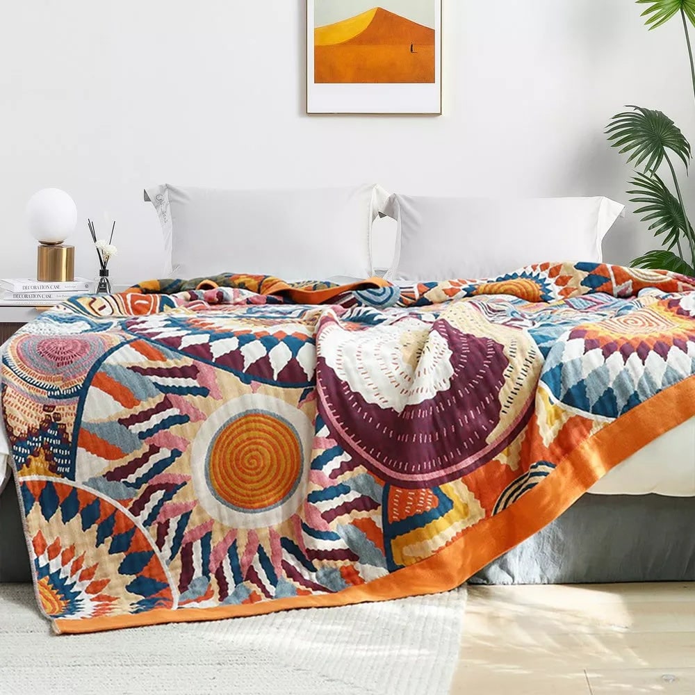 Throw Blanket Cotton Fluffy All Season Decorative Bedding - Image 4
