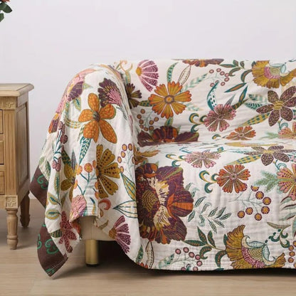 Throw Reversible Cotton Blanket Floral Design - Image 3
