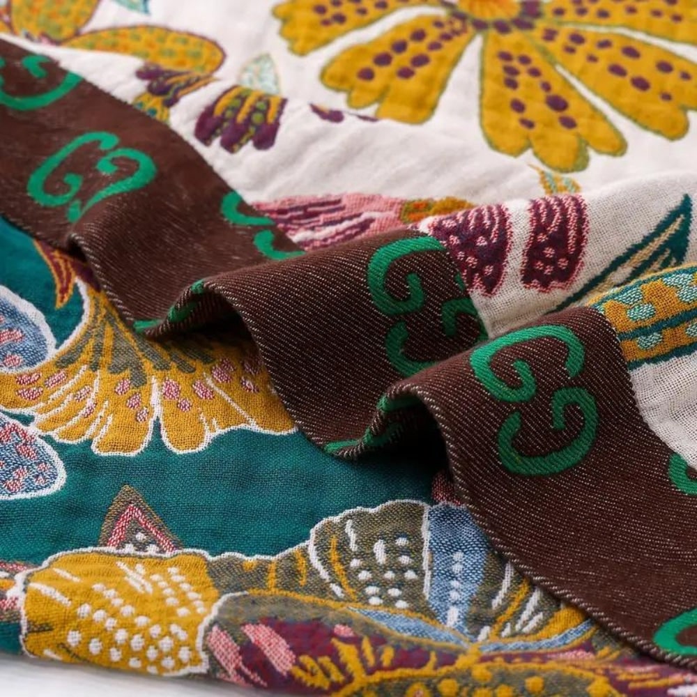 Throw Reversible Cotton Blanket Floral Design - Image 5
