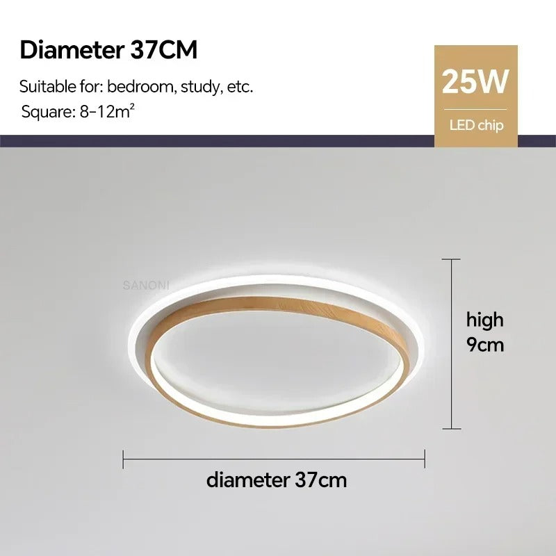 Lampada da soffitto moderna a LED | Design rotondo noce e oro