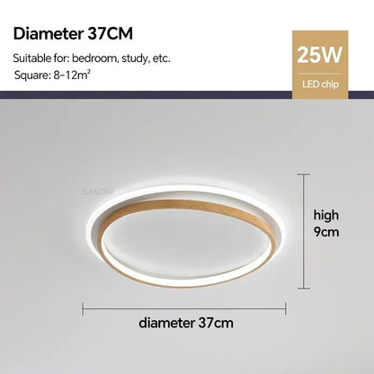 Lampada da soffitto moderna a LED | Design rotondo noce e oro