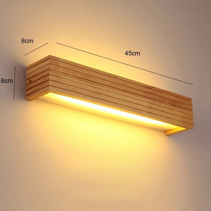 Lampă de perete LED modernă din lemn | Iluminat minimalist pentru dormitor și living