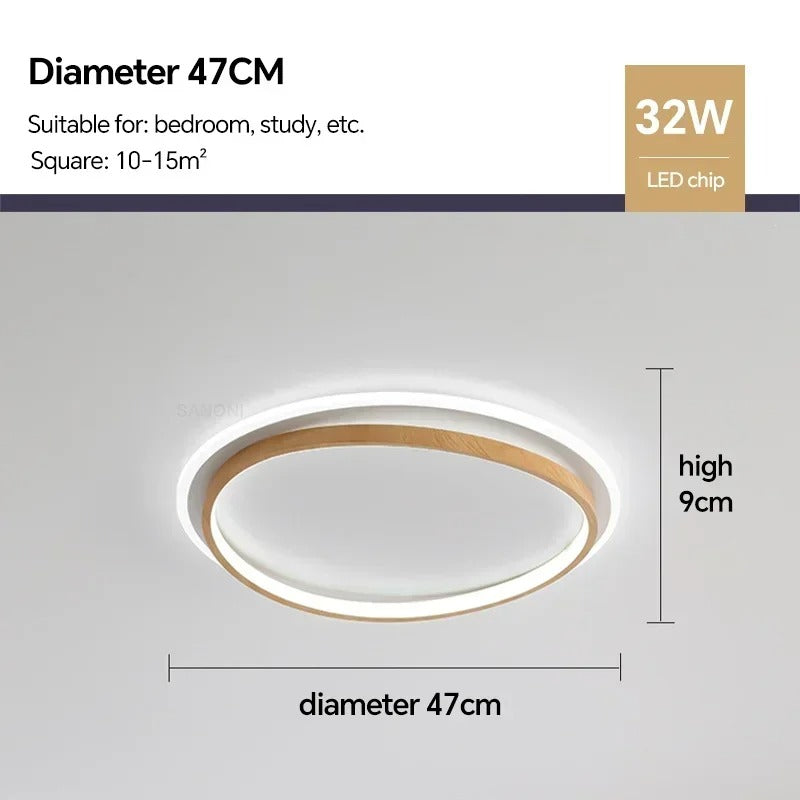 Lampada da soffitto moderna a LED | Design rotondo noce e oro