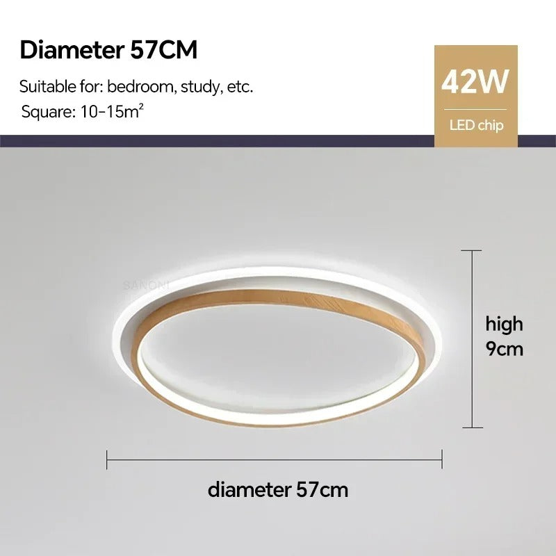 Lampada da soffitto moderna a LED | Design rotondo noce e oro